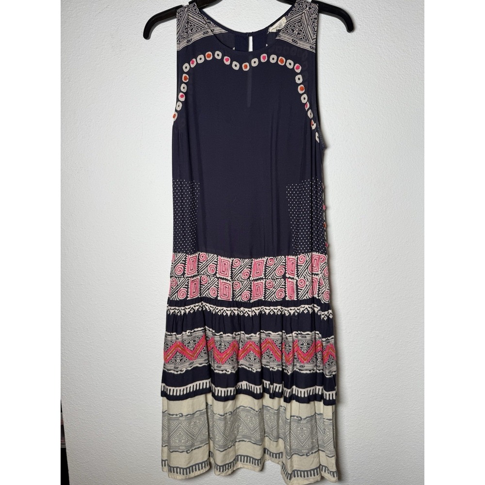 Norblack Norwhite Anthropologie Embroidered Pom Pom Midi Dress Medium